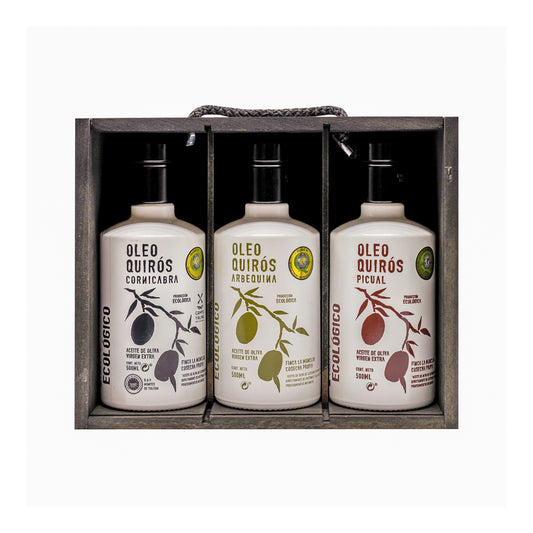 Estuche AOVE Monovarietales. Arbequina - Picual - Cornicabra